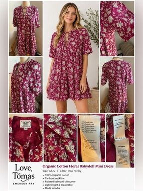 Emerson Fry Love, Tomas Pink and Ivory Floral Tie-Front Dress
